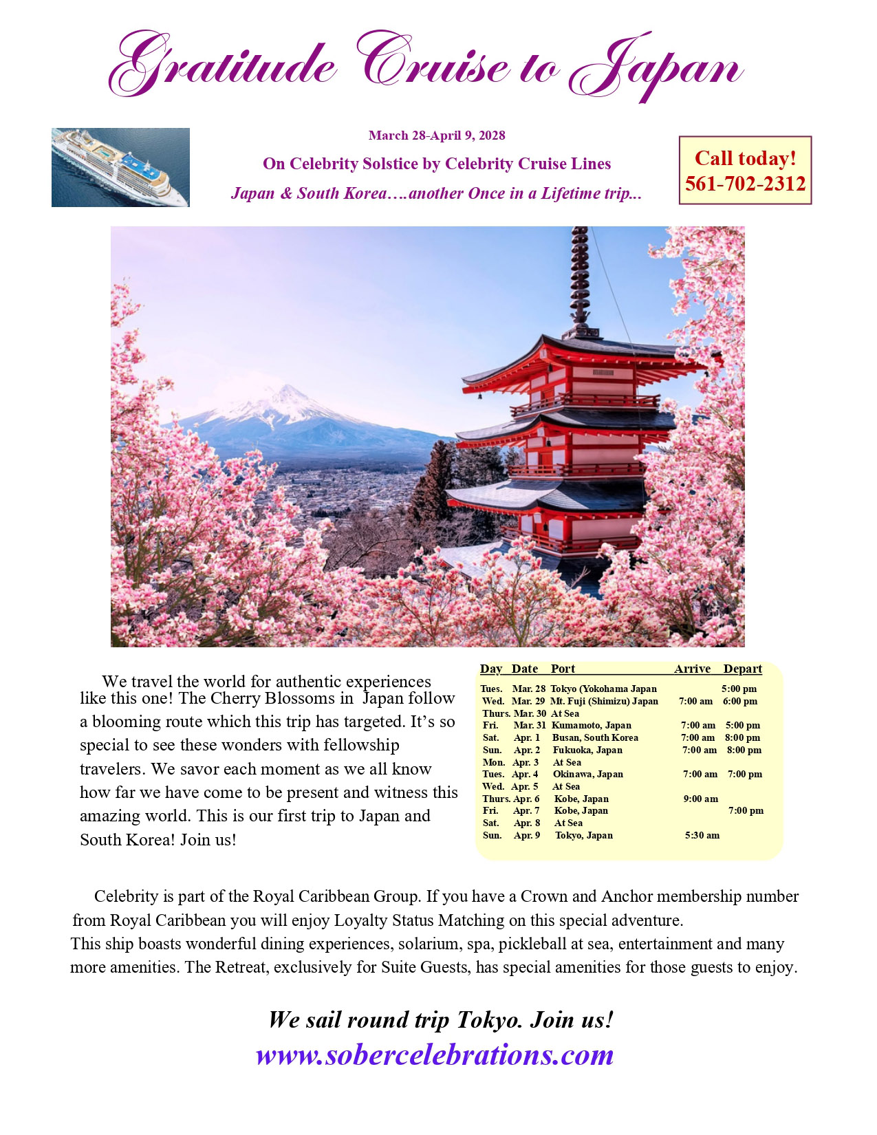 Gratitude Cruise to Japan 